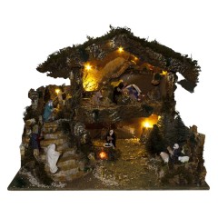 Paesaggio per Presepe Capanna con Pastori in Movimento 80x60 cm 1315M