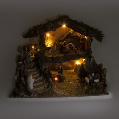 Paesaggio per Presepe Capanna con Pastori in Movimento 80x60 cm 1315M