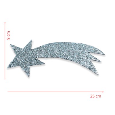 Cometa in Legno con Glitter Argento 25x9 cm 951A