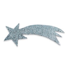 Cometa in Legno con Glitter Argento 25x9 cm 951A