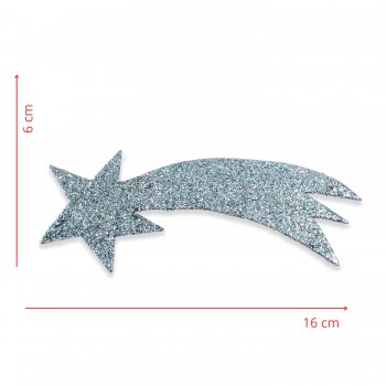 Cometa in Legno con Glitter Argento 16x6 cm 957A