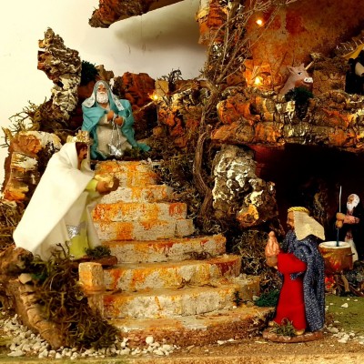 Presepe con Luci e Movimenti 80x60 cm