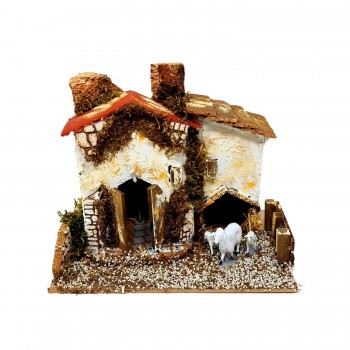 Casolare con Pecore per Presepe 20x16 cm 115154