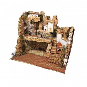 Paesaggio con Luci e Mulino per Presepe 45x30x38 cm 11628