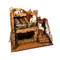 Paesaggio con Luci e Cascata Funzionante Presepe 45x30x38 cm 11628B