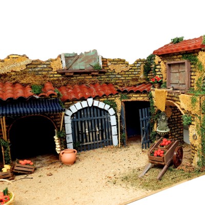 Scena Presepe Componibile Il Mercato 55x35x30 cm