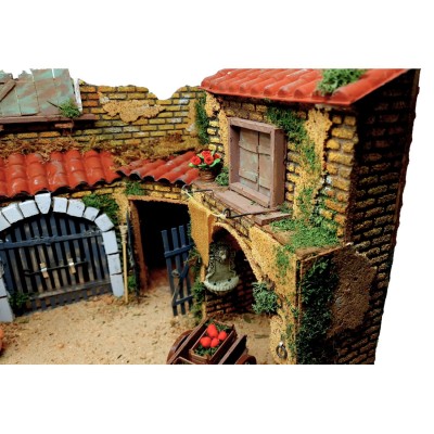 Scena Presepe Componibile Il Mercato 55x35x30 cm