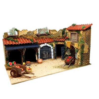 Scena Presepe Componibile Il Mercato 55x35x30 cm