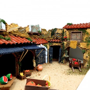 Scena Presepe Componibile Il Mercato 55x35x30 cm