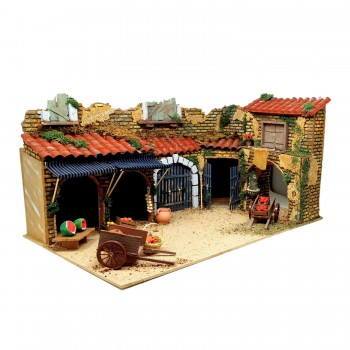 Scena Presepe Componibile Il Mercato 55x35x30 cm