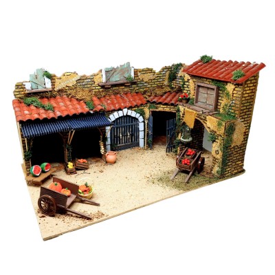 Scena Presepe Componibile Il Mercato 55x35x30 cm