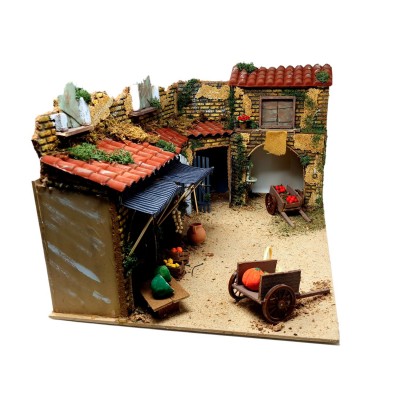 Scena Presepe Componibile Il Mercato 55x35x30 cm