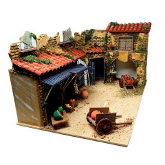 Scena Presepe Componibile Il Mercato 55x35x30 cm