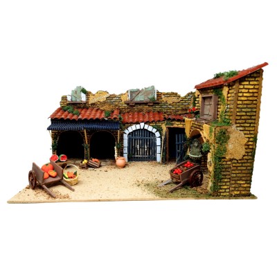 Scena Presepe Componibile Il Mercato 55x35x30 cm