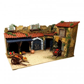 Scena Presepe Componibile Il Mercato 55x35x30 cm