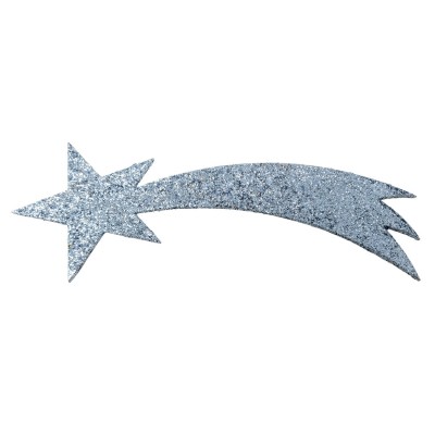 Cometa in Legno con Glitter Argento 16x6 cm 957A