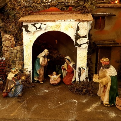 Paesaggio Presepe con Luci e Mulino 76x40x54 cm 12016