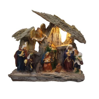 Grotta con Natività in Resina 22x5x20 cm con Luce Led 12111