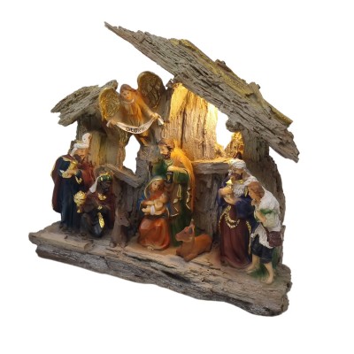 Grotta con Natività in Resina 22x5x20 cm con Luce Led 12111