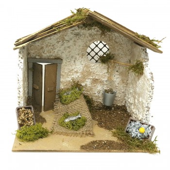 Bottega Pescivendolo Scena per Presepe 20x14 cm 11661