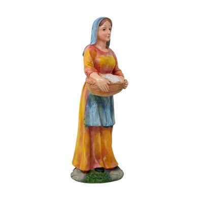 Personaggio in Resina Donna con Cesto Statua 30 cm Figure per Presepe