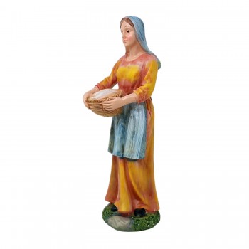 Personaggio in Resina Donna con Cesto Statua 30 cm Figure per Presepe