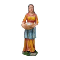 Personaggio in Resina Donna con Cesto Statua 30 cm Figure per Presepe