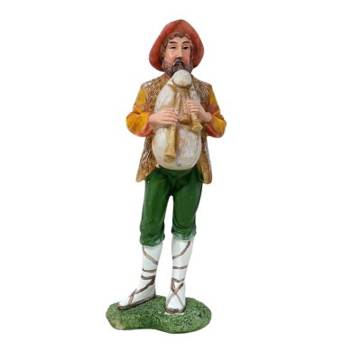 Statua per Presepe Personaggio in Resina Suonatore di Cornamusa 30 cm