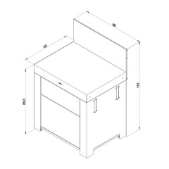 Modulo Piano da Lavoro 2 Cassetti Nero e Inox