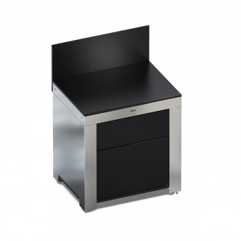 Modulo Piano da Lavoro 2 Cassetti Nero e Inox