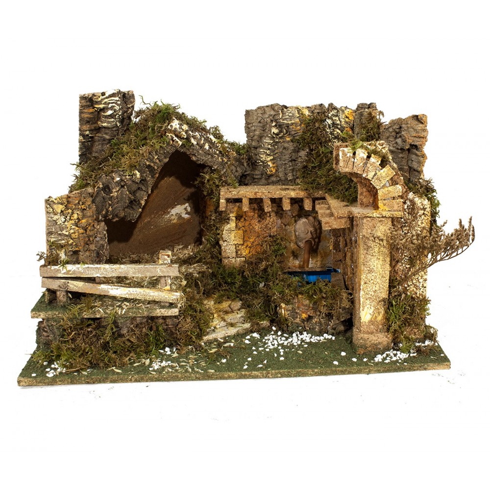 Fontana Per Il Presepe.Grotta Completa Di Nativita Con Fontana Ad Acqua E Arco Per Presepe 1265p Ivostore