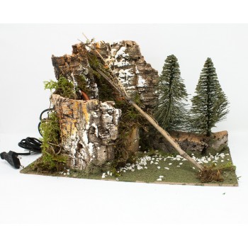 Fontana con Alberi per Presepe con Motorino per Acqua 38X19 cm 2072