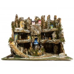 Plastico Presepe con Cascata Mulino e Fuoco 80x60 cm 1312