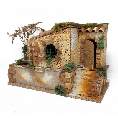 Fontana con Casa per Presepe con Riciclo Acqua 38x19 cm 2056