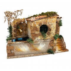 Fontana con Casa per Presepe con Riciclo Acqua 38x19 cm 2056