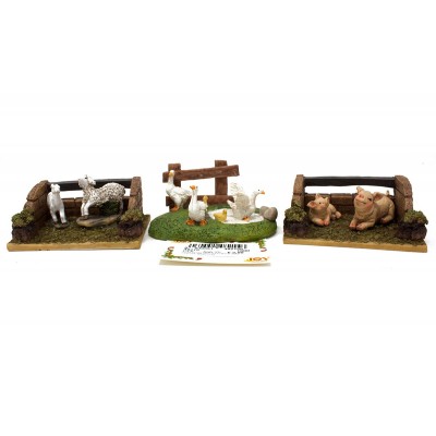 Set 3 diverse scene con animali per presepe