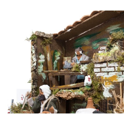 Scena per Presepe con 4 Movimenti Mestieri con Animali 60x40 cm  79077