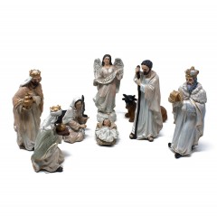 Natività in Resina Bianca Completa 14 cm Set 9 Pezzi 50863