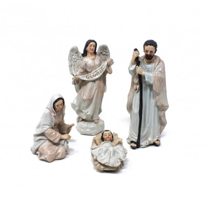 Natività in Resina Bianca Completa 14 cm Set 9 Pezzi 50863