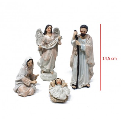 Natività in Resina Bianca Completa 14 cm Set 9 Pezzi 50863