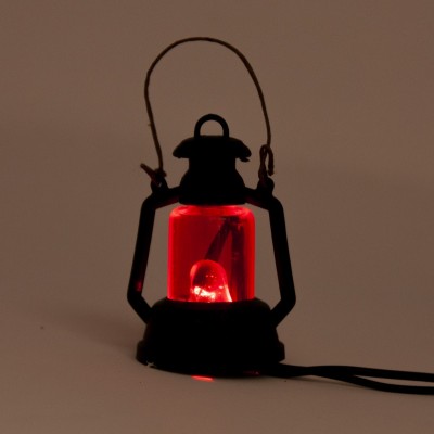 Lanterna con Luce Rossa a Batterie per Presepe 86126