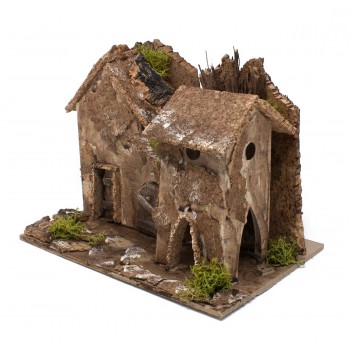 Due Case per Presepe in Sughero 20 x 14 x 16 cm