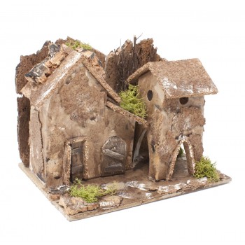 Due Case per Presepe in Sughero 20 x 14 x 16 cm