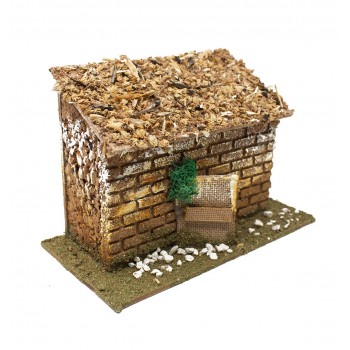 Casetta per Presepe in Sughero Tetto Paglia 18 x 9 cm  5144