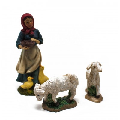 Gruppo di 4 Pecorelle per Presepe in Resina 5 cm 10847