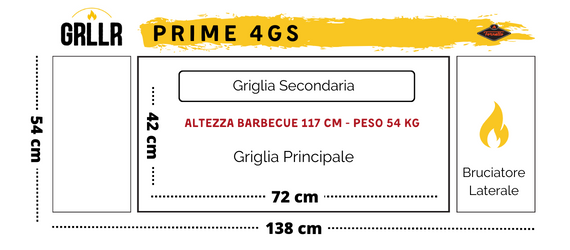 Dimensioni Barbecue GRLLR Prime 4GS ex Fornetto Ranger Pro