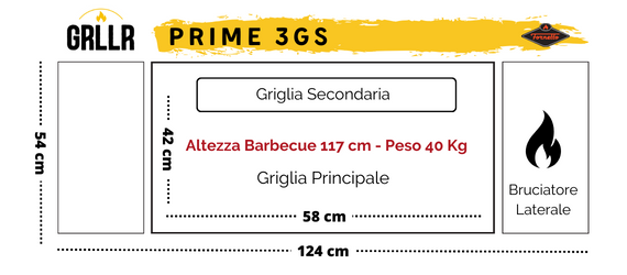 Dimensioni Barbecue GRLLR Prime 3GS Fornetto Ranger Pro